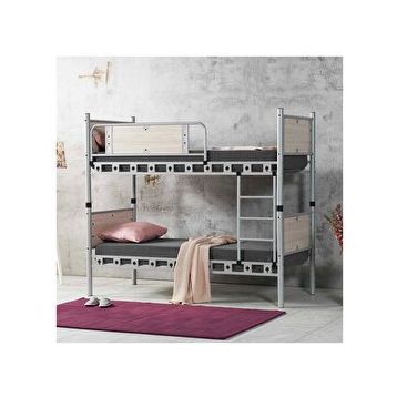 Argimo Elegan 90x200 cm Genç Çocuk Odası Ahşap Başlıklı Metal Cappuccino Ranza ve Karyola
