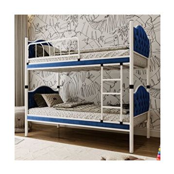 Argimo Melis 90x200 CM Çift Katlı Metal Lacivert Ranza ve Karyola
