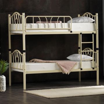 Argimo Orkide 90x200 cm Genç Çocuk Odası Metal Krem Ranza ve Karyola