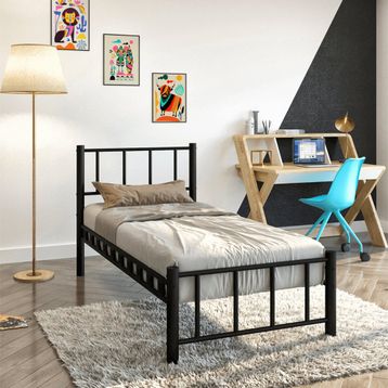 Argimo Zambak Tek Kişilik Ferforje Siyah 90x190 cm Tarz Metal Karyola