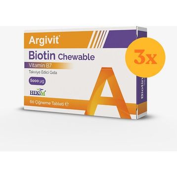 Argivit Biotin Chewable Vitamin B7 3x60 Çiğnenebilir Tablet