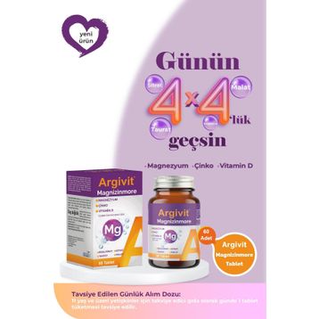 Argivit Magnizinmore Magnezyum 60 Tablet