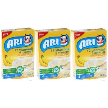 Arı Mama 12 Vitaminli 6 Mineralli 250x3 gr Sütlü Muzlu Pirinç Unu Bebek Maması