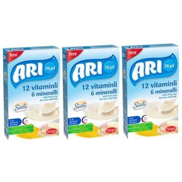 Arı Mama 12 Vitaminli 6 Mineralli Sütlü Pirinçli 3x250 gr Mama