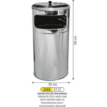 Arı Metal 1242 57 lt Kolon Küllük