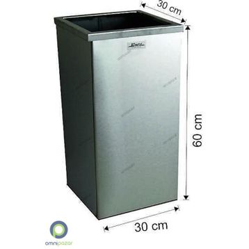Arı Metal Çemberli Dikdörtgen 54 lt Paslanmaz Çöp Kovası
