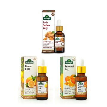 Arifoğlu Narenciye Aroma Terapi Seti: Portakal Yağı 20 ml + Limon Yağı 20 ml + Tatlı Badem Yağı 50 ml