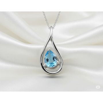 Ariş Damla Mavi Topaz Gümüş Kolye