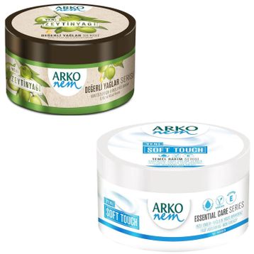 Arko Nem 250 ml Değerli Yağlar Zeytinyağlı Nemlendirici Krem + 250 ml Soft Touch Nemlendirici Krem