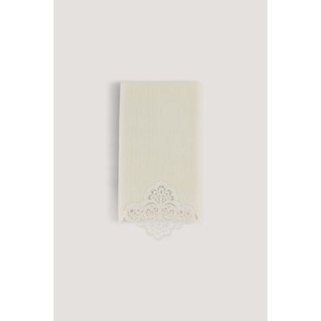 Arliva Home Sedef Krem 30x50 Kadife Nakışlı Çeyiz Havlusu