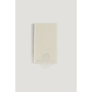 Arliva Home Sedef Krem 30x50 Kadife Nakışlı Çeyiz Havlusu
