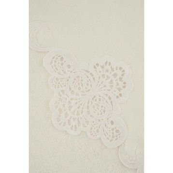 Arliva Home Sedef Krem 50x85 Kadife Nakışlı Çeyiz Havlusu