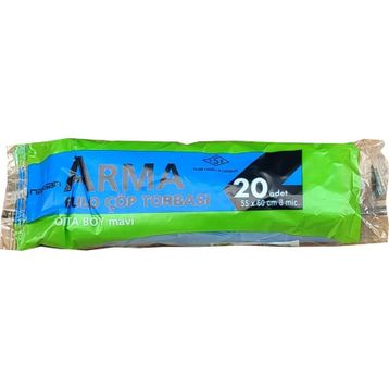 Arma 20 Adetlik 1 Rulo Mavi Orta Boy 55x60 cm 30 lt Çöp Poşeti