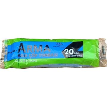 Arma 20 Adetlik 1 Rulo Mavi Orta Boy 55x60 cm 30 lt Çöp Poşeti
