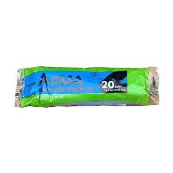 Arma 20 Adetlik 1 Rulo Mavi Orta Boy 55x60 cm 30 lt Çöp Poşeti
