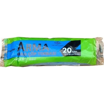Arma 20 Adetlik 1 Rulo Mavi Orta Boy 55x60 cm 30 lt Çöp Poşeti