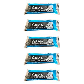 Arma Siyah Orta Boy 55 x 60 Cm. - 30 Litre Çöp Torbası Poşeti - 20 Adetlik 1 Rulo