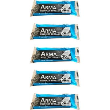 Arma Siyah Orta Boy 55 x 60 Cm. - 30 Litre Çöp Torbası Poşeti - 20 Adetlik 1 Rulo