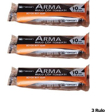 Arma Standart Büyük Boy 65x80 cm Siyah 10 Adetlik 1 Rulo 50 lt Çöp Poşeti (3 adet)