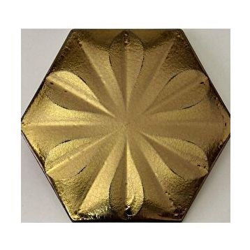 Armada Çini 15x17 cm Çiçekli Bronz Altıgen Seramik