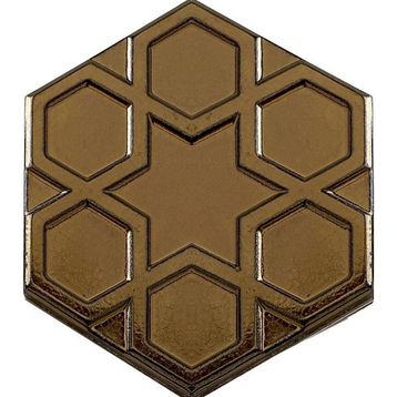 Armada Çini 15x17 cm Rölyefli Yıldız Bronz Altıgen Seramik