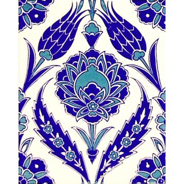 Armada Çini 20X25 cm AC 308 Kütahya Cami Çinisi Osmanlı Lale Desenli Seramik Çini Karo