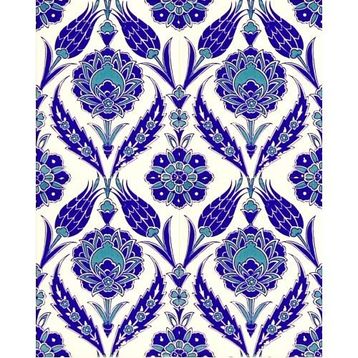 Armada Çini 20X25 cm AC 308 Kütahya Cami Çinisi Osmanlı Lale Desenli Seramik Çini Karo