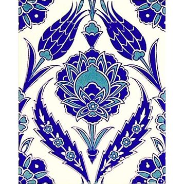 Armada Çini 20X25 cm AC 308 Kütahya Cami Çinisi Osmanlı Lale Desenli Seramik Çini Karo
