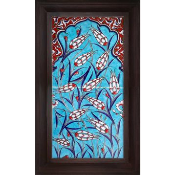 Armada Çini 20X40 Cm Ed 154 Mavili Lalezar Eldekoru Çini Pano