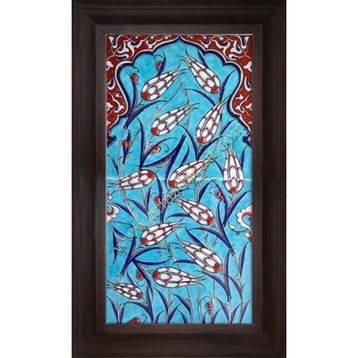 Armada Çini 20X40 Cm Ed 154 Mavili Lalezar Eldekoru Çini Pano