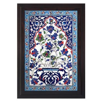 Armada Çini 40X60 cm ED 515 Mavi Saksılı Eldekoru Çini Pano