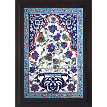 Armada Çini 40X60 cm ED 515 Mavi Saksılı Eldekoru Çini Pano