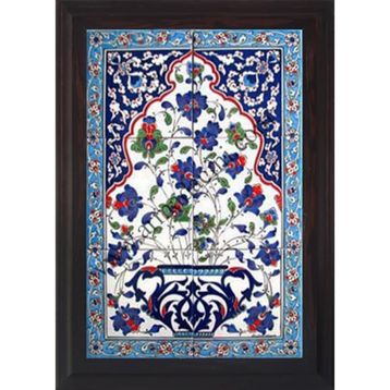 Armada Çini 40X60 cm ED 515 Mavi Saksılı Eldekoru Çini Pano