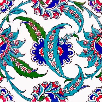 Armada Çini AC 1 Yaprak Desenli Kütahya 20x20 cm Çini Karo