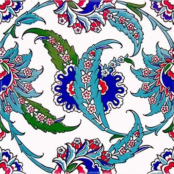 Armada Çini AC 1 Yaprak Desenli Kütahya 20x20 cm Çini Karo