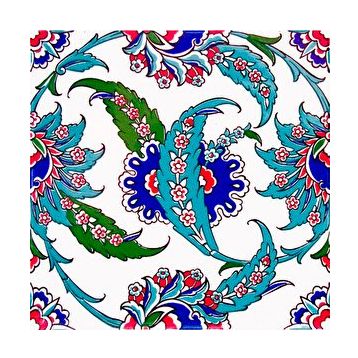 Armada Çini AC 1 Yaprak Desenli Kütahya 20x20 cm Çini Karo