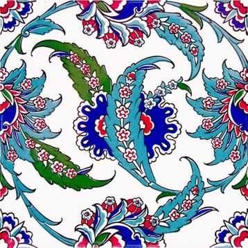 Armada Çini AC 1 Yaprak Desenli Kütahya 20x20 cm Çini Karo