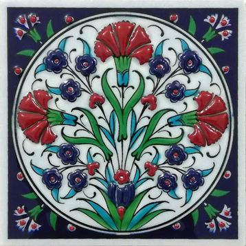 Armada Çini ED 105 Üç Karanfil El Dekoru 10x10 cm Çini