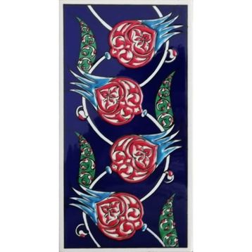 Armada Çini ED 209 10x20 cm Kobalt Nar çiçekli Eldekoru Çini Karo