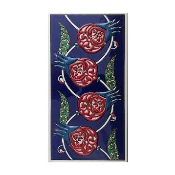 Armada Çini ED 209 10x20 cm Kobalt Nar çiçekli Eldekoru Çini Karo