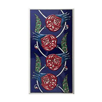 Armada Çini ED 209 10x20 cm Kobalt Nar çiçekli Eldekoru Çini Karo