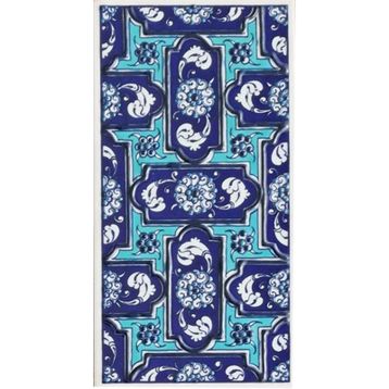 Armada Çini ED 220 10x20 cm Mavi Geometrik Eldekoru Çini Karo