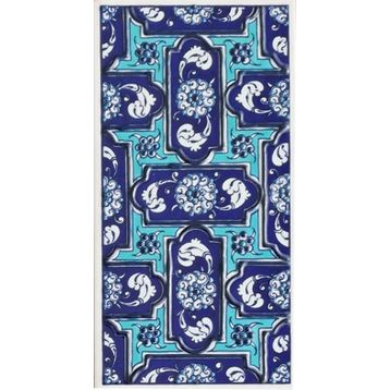 Armada Çini ED 220 10x20 cm Mavi Geometrik Eldekoru Çini Karo