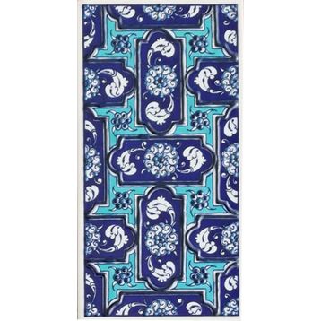 Armada Çini ED 220 10x20 cm Mavi Geometrik Eldekoru Çini Karo