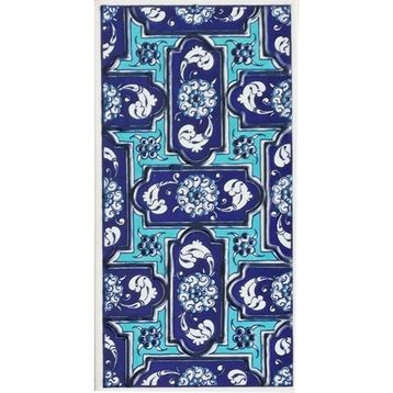 Armada Çini ED 220 10x20 cm Mavi Geometrik Eldekoru Çini Karo