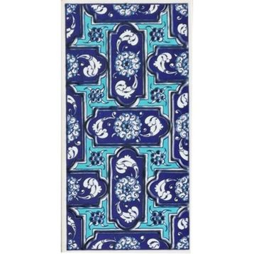 Armada Çini ED 220 10x20 cm Mavi Geometrik Eldekoru Çini Karo