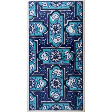 Armada Çini ED 220 10x20 cm Mavi Geometrik Eldekoru Çini Karo