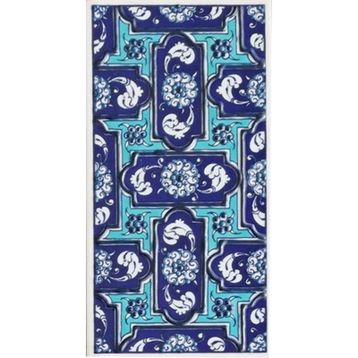 Armada Çini ED 220 10x20 cm Mavi Geometrik Eldekoru Çini Karo