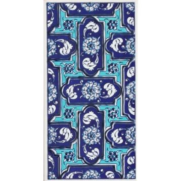 Armada Çini ED 220 10x20 cm Mavi Geometrik Eldekoru Çini Karo
