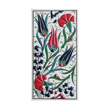 Armada Çini ED 222 10x20 cm Üç Lale Karanfil Kütahya Eldekoru Çini Karo